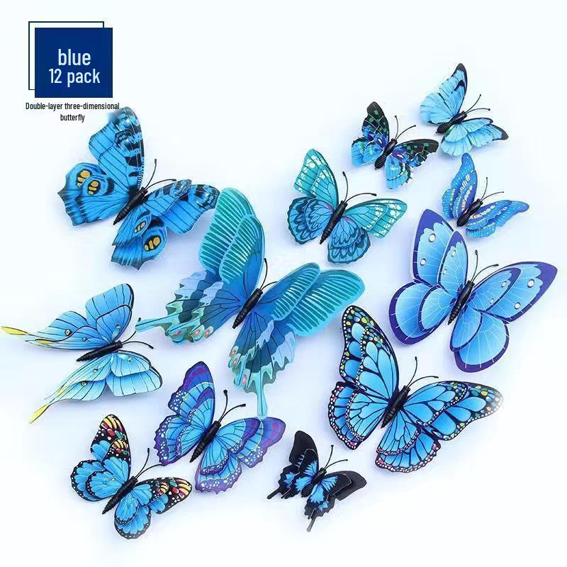 3D Stereo Double-Layer Butterfly Wall Stickers - Creative Home Decor for Living Room, Bedroom, Wedding