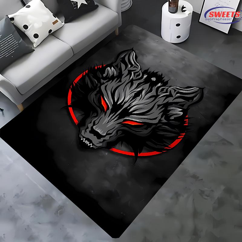 New Arrive!Dark Wolf Head Personality Trendy Cool Carpet Living Room Bedroom Entrance Door Mat Sofa Home Decor Carpet Picnic Rug