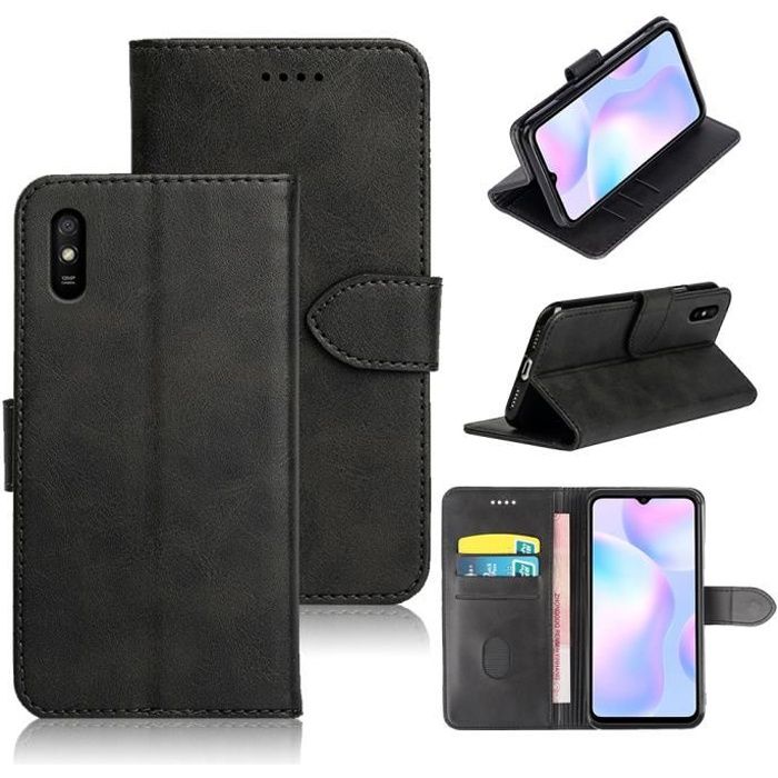 Hülle - Xiaomi - Redmi 9A - PU - Leder - Geldbörse Schwarz