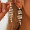 Fashion Bright Rhombus Earrings Trendy Love Tassel Light Luxury High-End Bridal Dinner Dress With Earrings