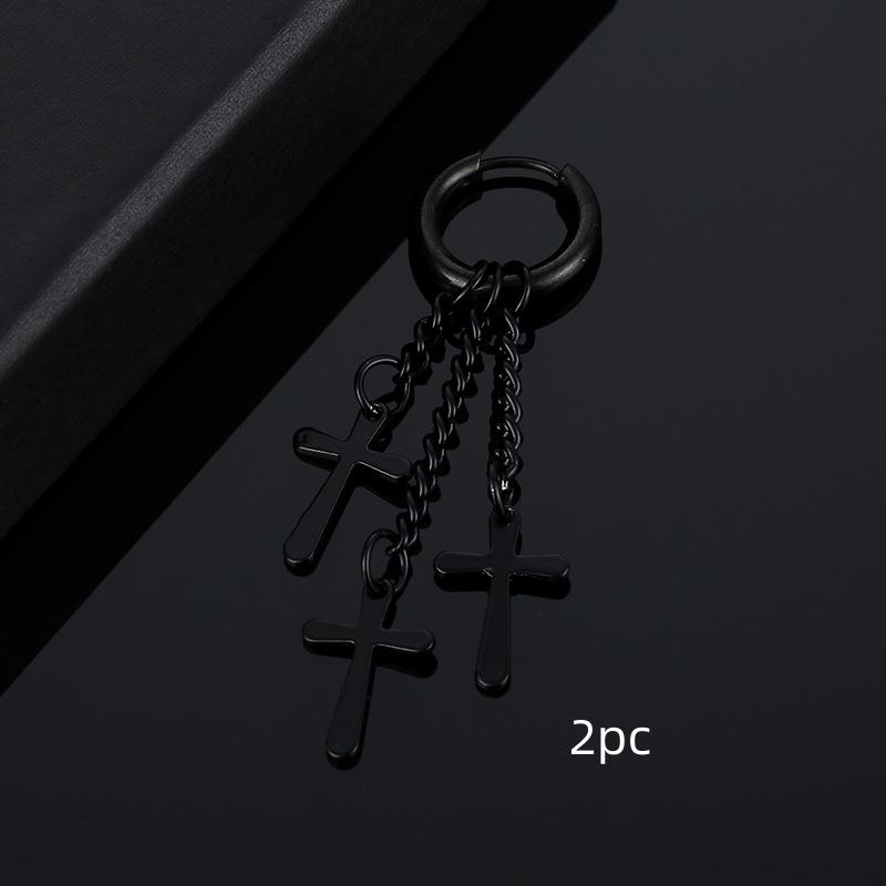 2pc Punk Colored Stainless Steel Feather Earrings, Leaf Chain Earrings, Long Earrings, Suitable For Women's Gatherings