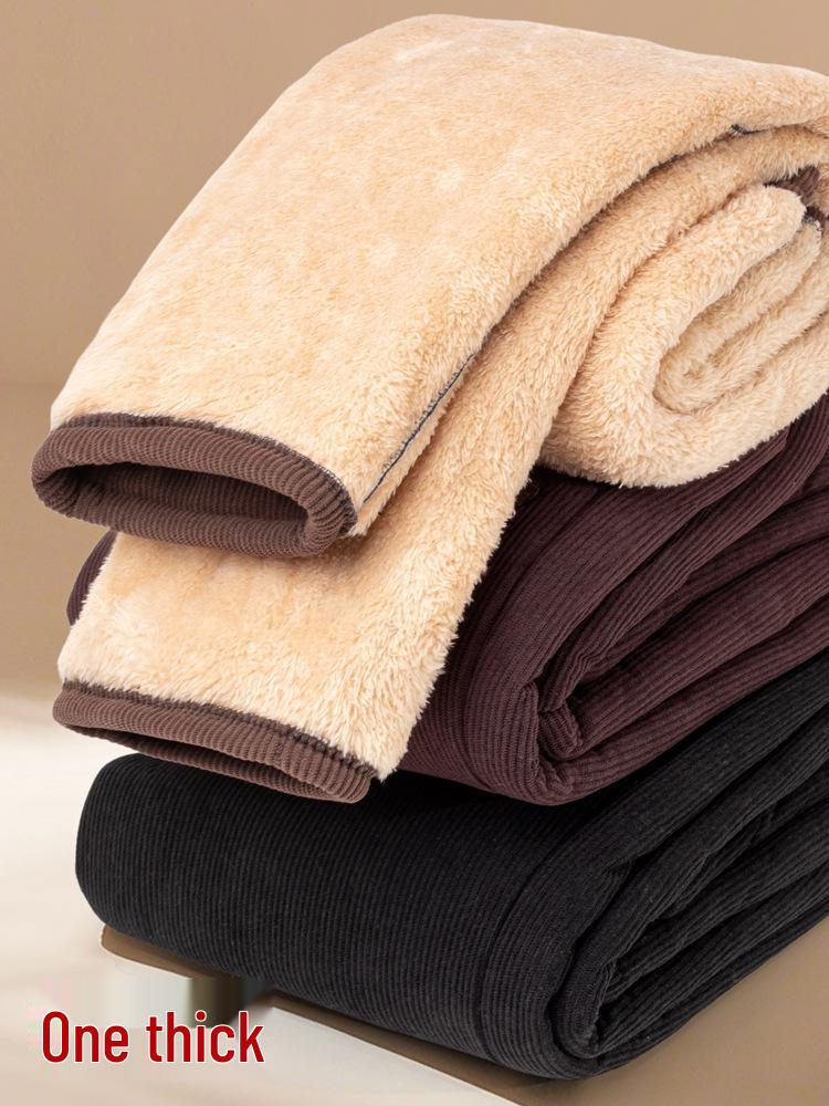 Mom's Plus Size Velvet Corduroy Pants for Middle-Aged Women - Warm, Loose Fit for Autumn/Winter