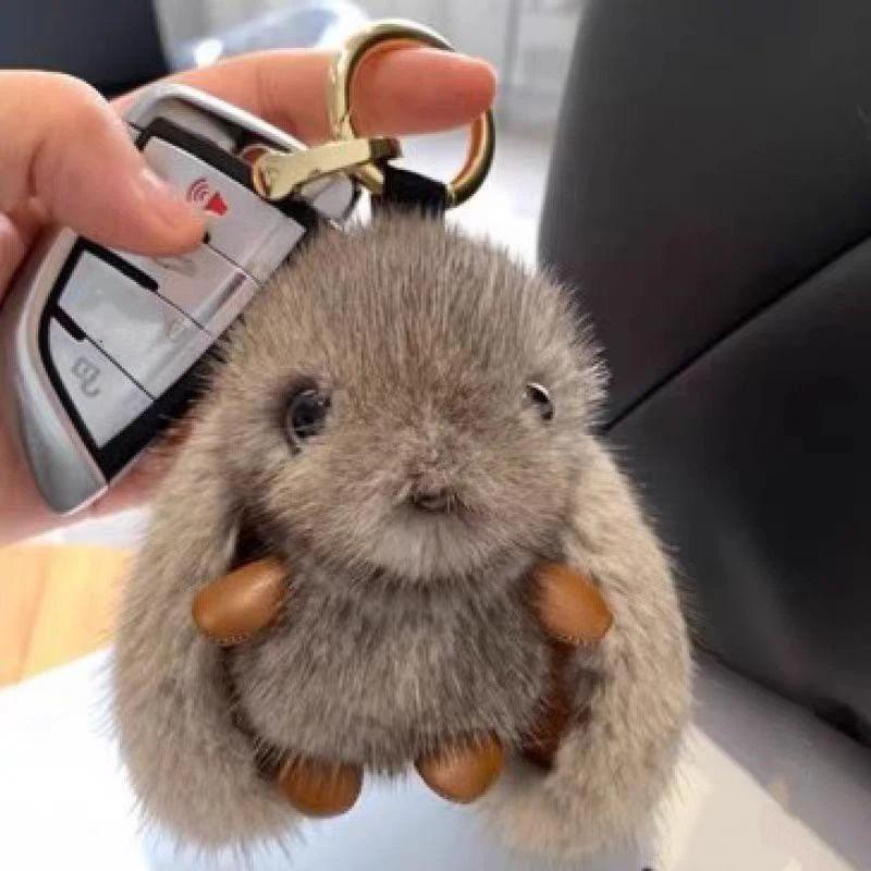 1Pc Trendy Plush Rabbit White Keychain For Woman With Cute Charm Soft Toy Decorative Accessory For Bags  Year Gift Body Kit