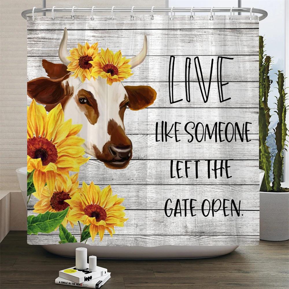 

3D Printed Dutch Cattle Pattern Waterproof Bath Curtains Farm Cow Shower Curtains Bathroom Polyester Decoration Shower Curtain W60H190(CM)-1 Pcs