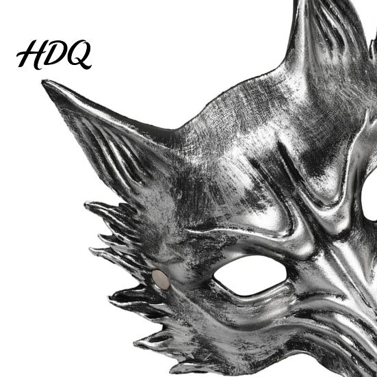 Wolfsmaske für Halloween Schwarz Gold Maske 3D PU-Schaum Mardi Gras Party Kostümzubehör Requisite Leichtes Cosplay Maskenball Kopfschmuck,