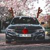 Christmas Car Reindeer Antlers And Nose Decorations Kit Vehicle Costume Plush Rudolf Red Nose Deer Antlers Auto Accessories