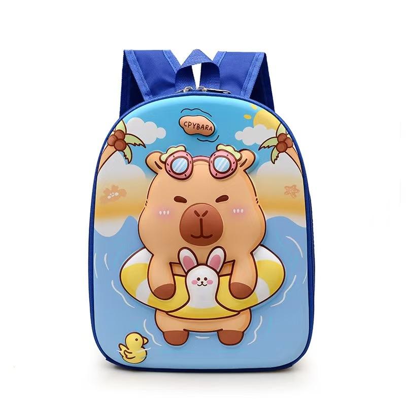 1 Piece Hard Shell Waterproof Students Schoolbag Cute 12 Inch Capybara Backpack Cartoon Kapibala School Bag For Kindergarten