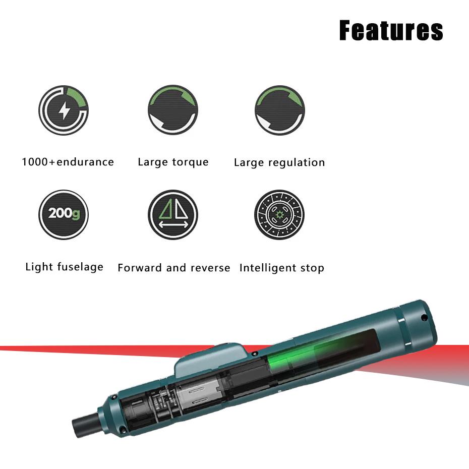 Mini Destornillador Eléctrico Inalámbrico 3.6V Li-ion Torque Ajustable Kit de Herramientas Portátil Reparación de Electrónica Bricolaje para el Hogar Azul