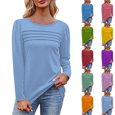 Women's T Shirt Tee Solid Color Long Sleeve Daily Weekend Fashion Basic V Neck Regular Top