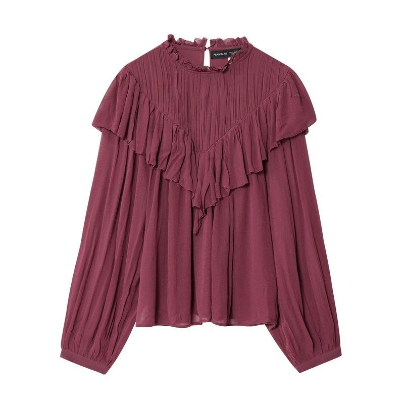 Araltay New Arrival Fashion Style Women's Fashion All-Match Casual Ruffles Decorative Chiffon Shirt 1304737