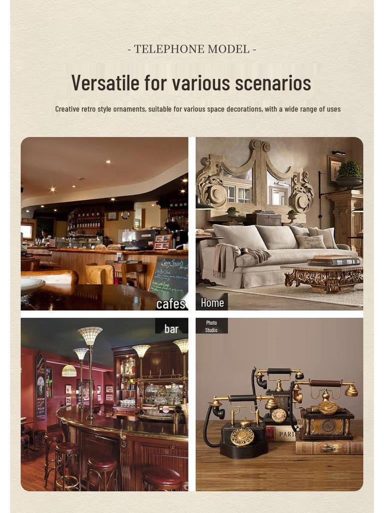 Vintage American Telephone Figurine: Retro Decor for Living Room, Wine Cabinet, or Bar