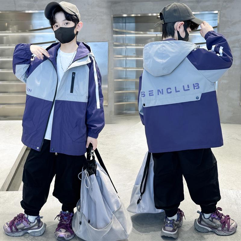 2025 Boys' Spring & Autumn Windbreaker: Trendy Jacket for Middle & Big Kids