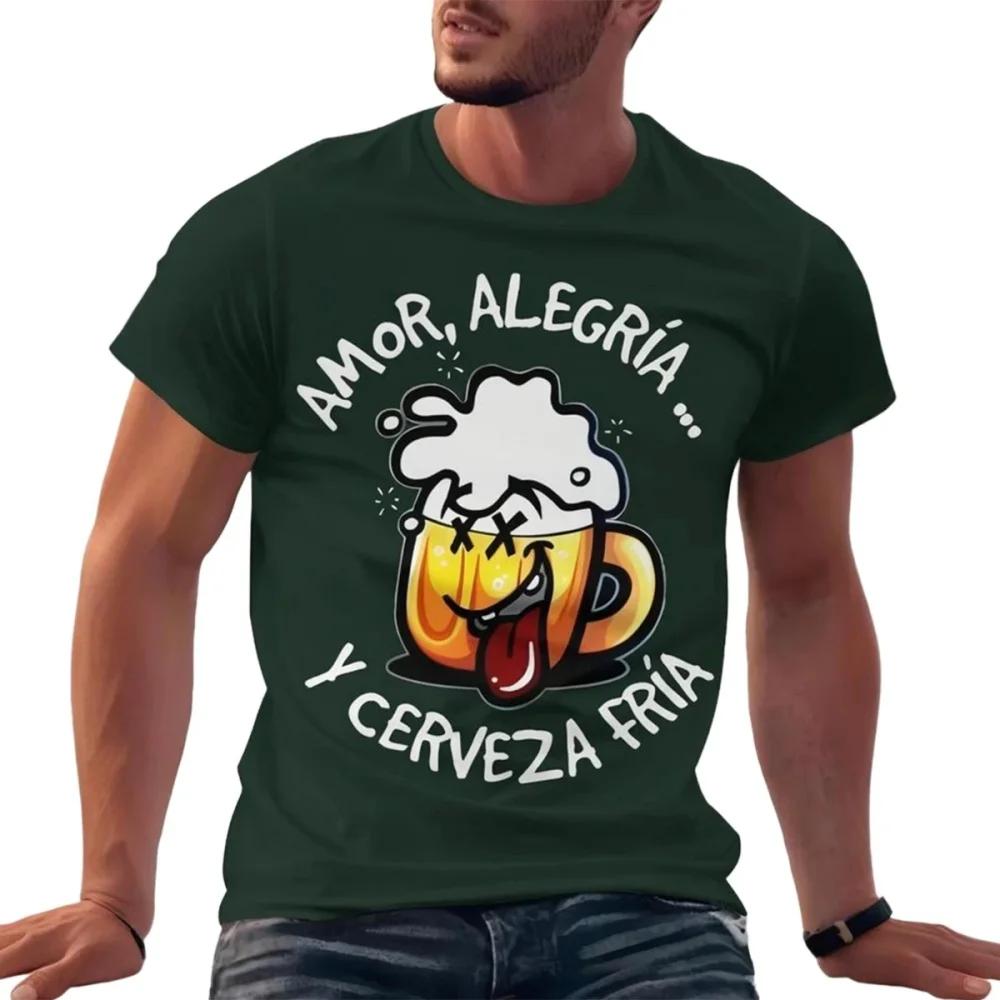 New Mens TShirts Spain Drink Beer Printed Tops Funny Shirt Short Sleeve Tee Summer Crew Neck T Shirt Man Clothing Y2k TShirts