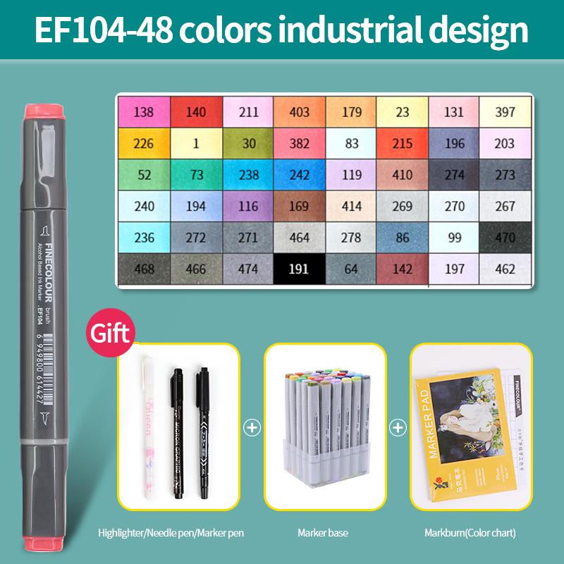 EF104 Double-Head Alcohol Marker Pens Sketch Design Marker Brush Pen Beginner Manga Graphic Drawing Art Supplies