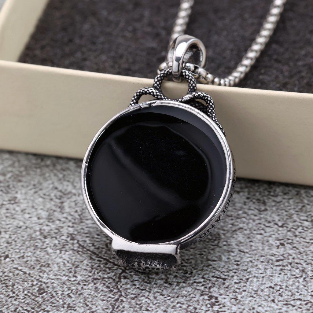 Nordic Retro Stainless Steel Men's Pendant Gothic Magic Mirror Necklace Pendant