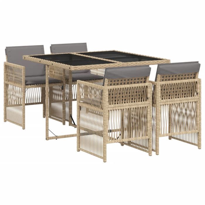 VidaXL Ensemble à Manger de Jardin avec Coussins 5 pcs, Table et Chaises à Dossier Rabattable, Meubles d'Extérieur Patio 3210900