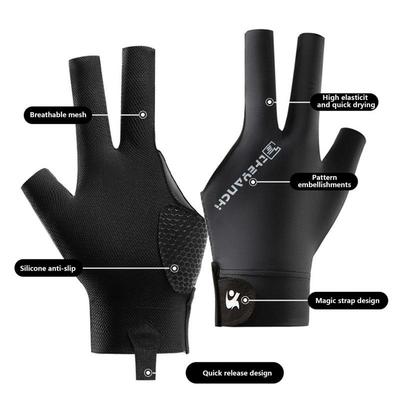 1 Stück Snooker-Handschuh mit drei Fingern Elastizität Linke Rechte Hand Billardhandschuh Anti-Rutsch Spandex Trainingshandschuh Fitnesszubehör