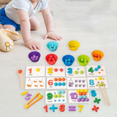 Rainbow Clip Bead Puzzle Montessori Educational Number Cognition Counting Matching Game