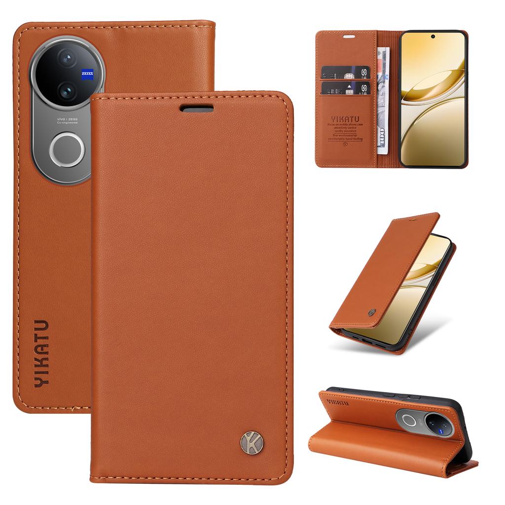 For vivo V50 5G Phone Cases YIKATU Magnetic Closure PU Leather Mobile Cover