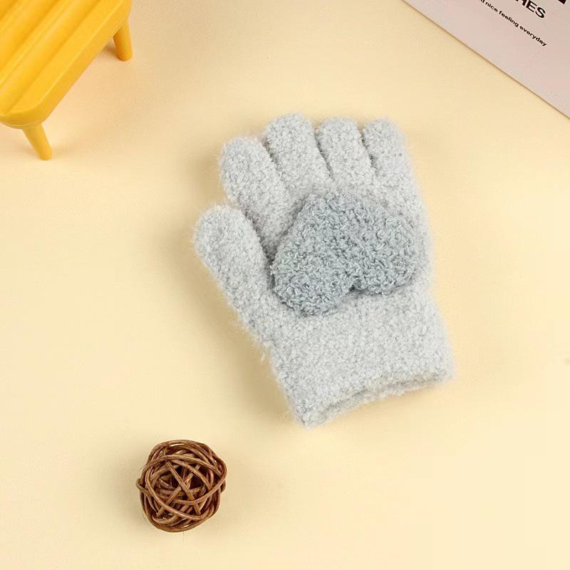 Luvas de Inverno Infantis Fofas de Urso Estilo Coreano - Quentes, À Prova de Frio, Design de Cinco Dedos para Meninos e Meninas