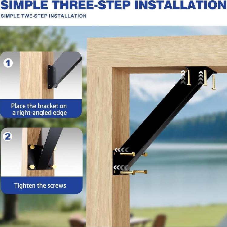 2Pcs Heavy Duty Gazebo Support Rod Garden Pergolas Support Connectors Bracket Hardware 45 Degree Angles Support Brackets