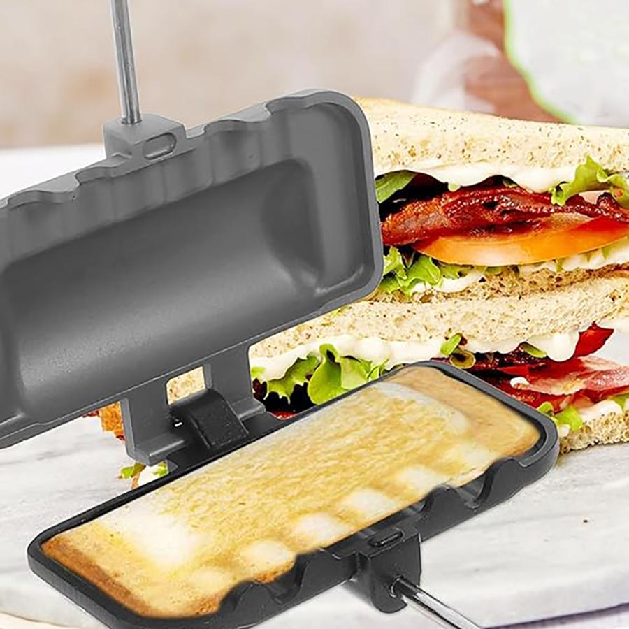 Sandwich Maker Pan Double-Sided Sandwich Baking Pan Grilled Cheese Maker Nonstick Sandwich Maker Flip Grill Pan for Breakfast