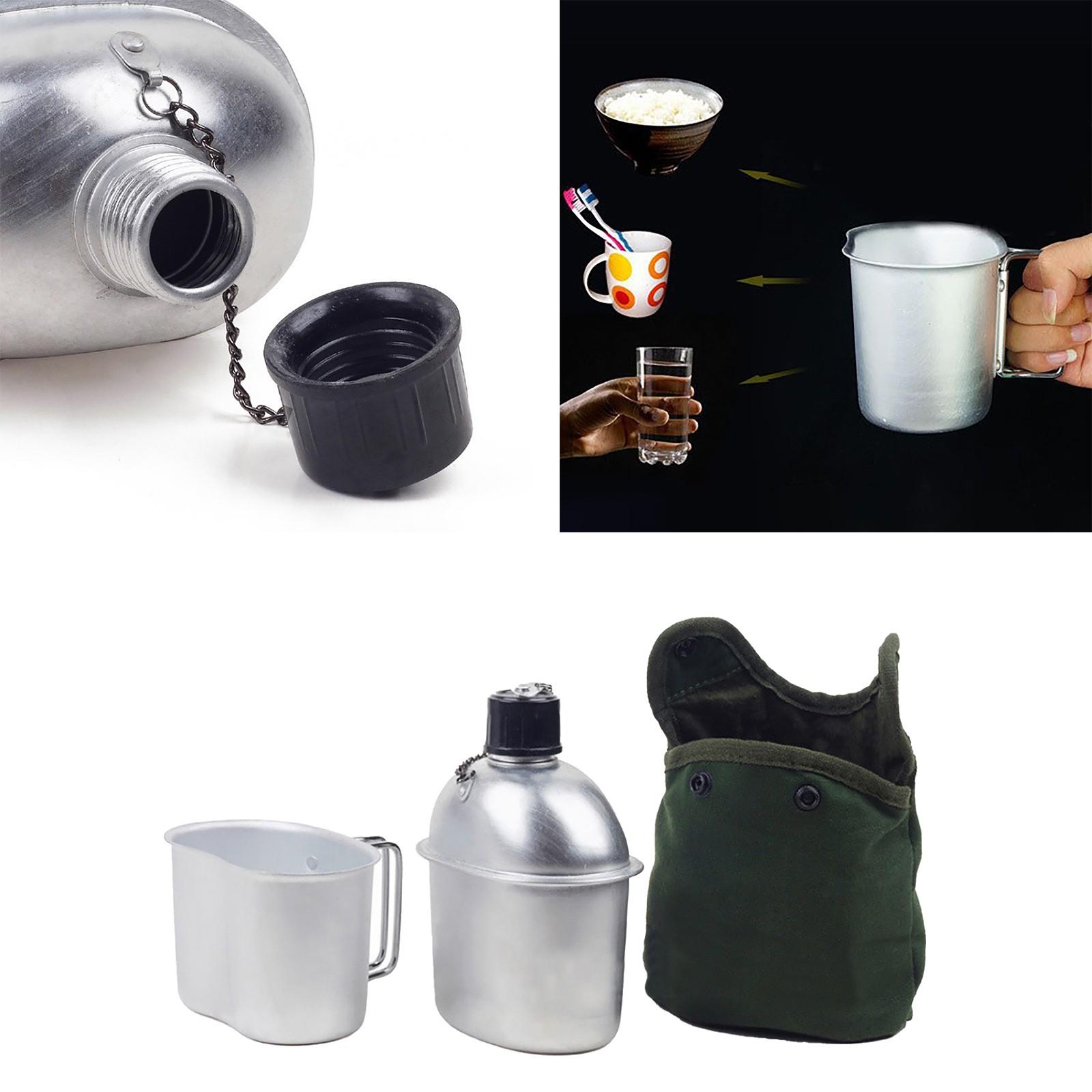 

3pcs/Set Military Canteen Cookware Multi-Functional Water Bottle with Grab Handled Cup Canvas Cover Bag Outdoor Camping Hiking срібний