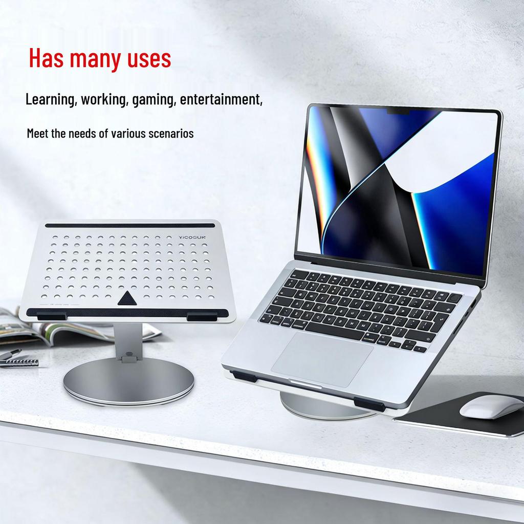 Rotatable Vertical Tablet Laptop Stand with Elevated Cooling and Enhanced 6-in-1 Docking Station