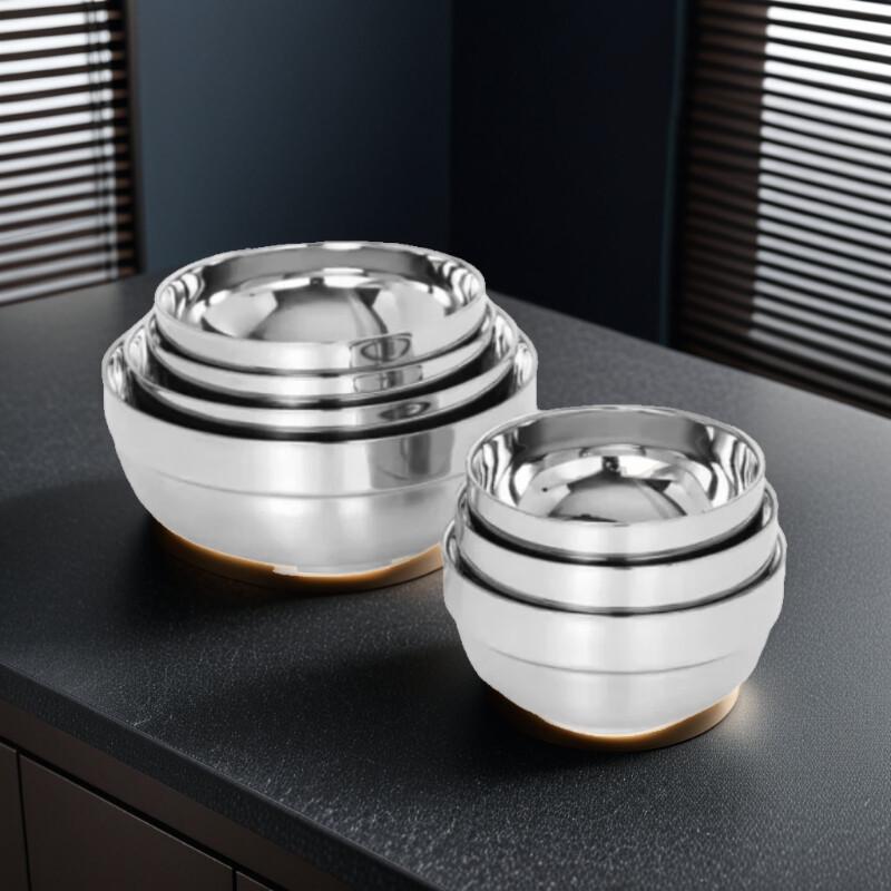 SIFAR Double-Layer Insulated Stainless Steel Bowl Set, 13cm, 8-Pack