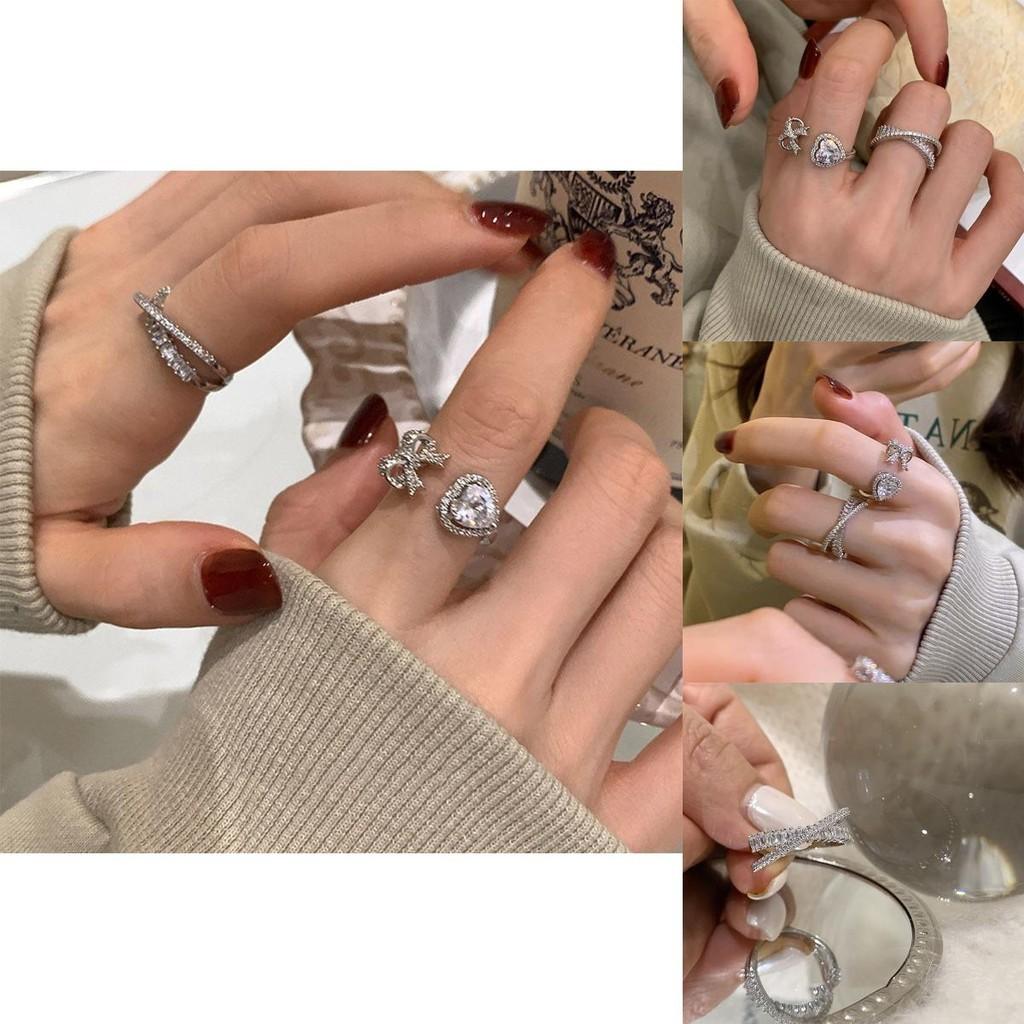 Contemporary Geometric Heart Bow Ring In Copper For Women Accessory Fashion