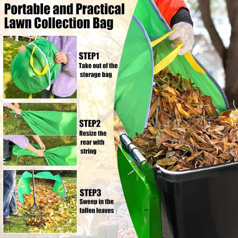 Durable Leaf Collector Reusable Lawn Debris Bag Foldable Frame Design Easy Transport for Autumn Leaves and Organic Waste