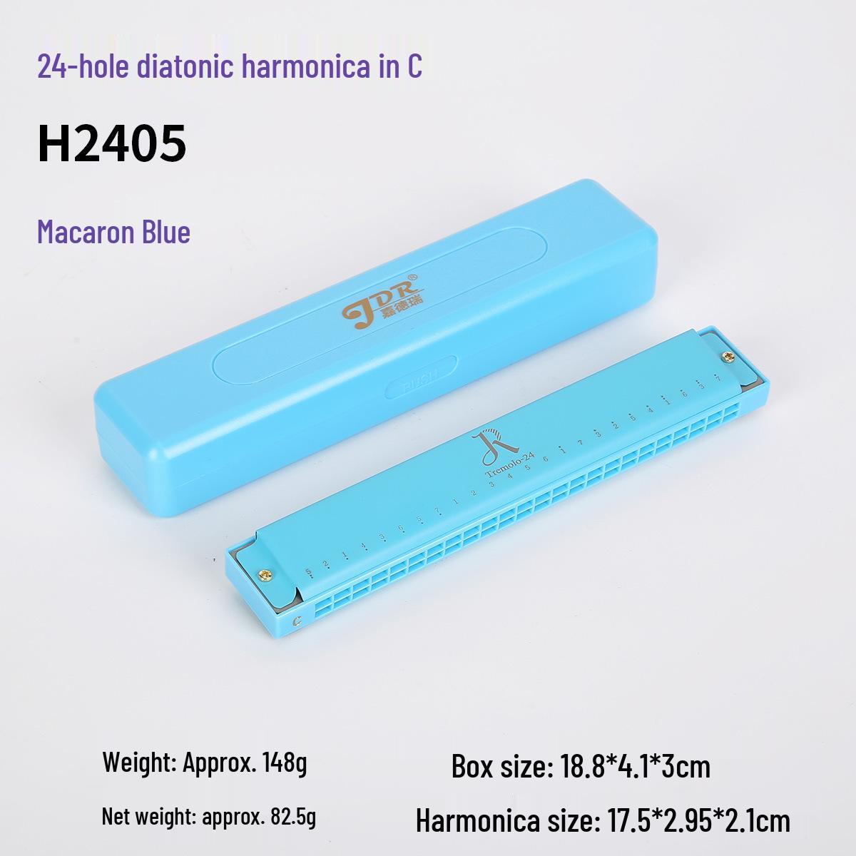 Jiade Rui 24-Hole Double Reed Harmonica, C Key for Children & Professional Use