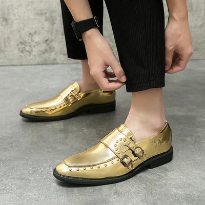 Large Size 46 Pointed Glossy Gold and Silver Leather Shoes Men's British Casual Hairstylist Loafers Wedding Groom Shoes