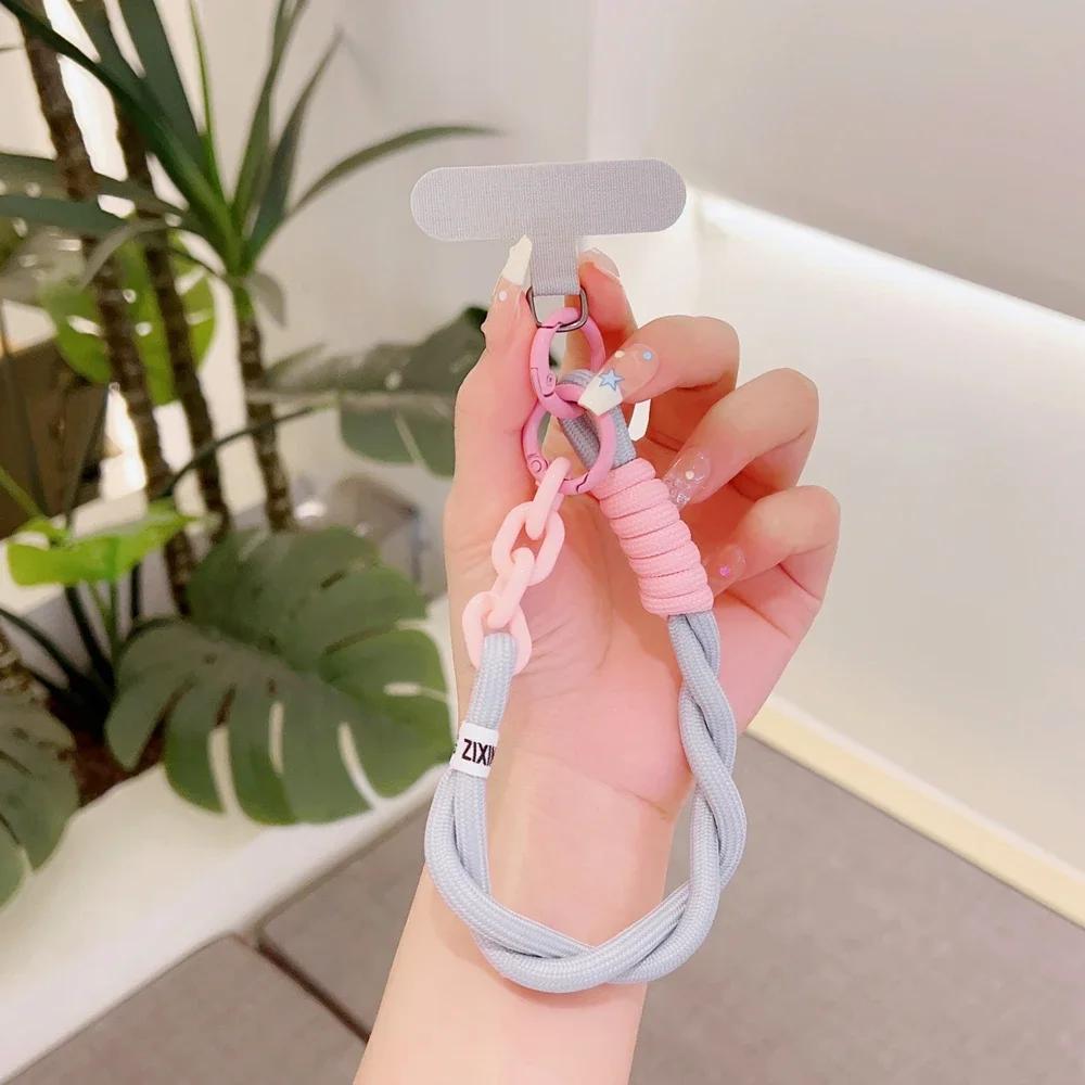 Braided Short Phone Lanyard Outdoor Universal Case Keychain Crossbody Card Hand Cord Clip Rope Anti-lost Wrist Strap Charm Chain