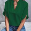 Women's V Neck Short Sleeve Loose Blouse Casual Summer Top