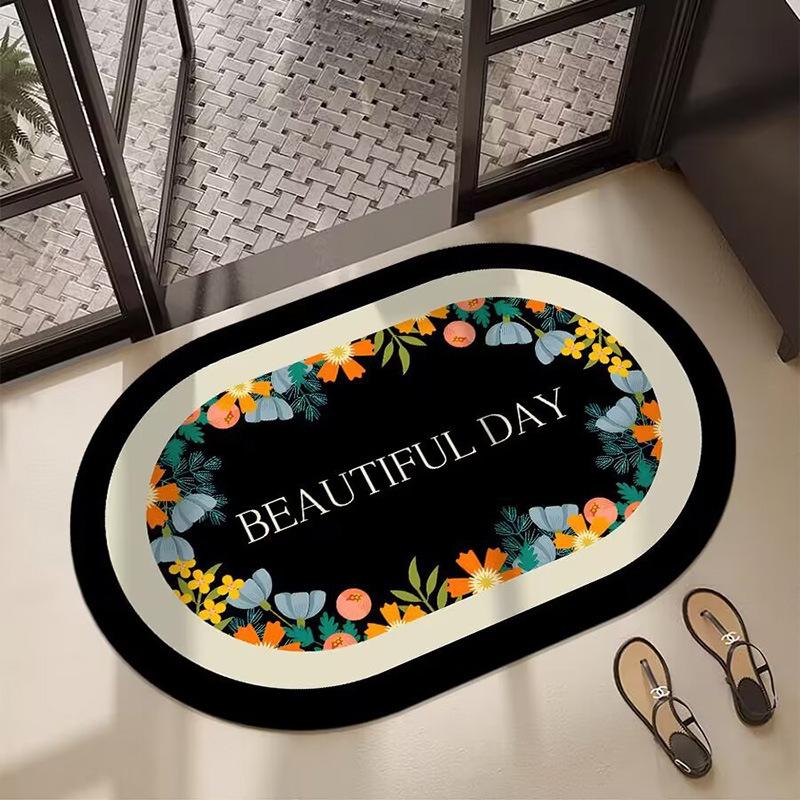Nordic Style Flower Diatom Mud Floor Mat Shower Room Non-Slip And Dirt-Resistant Absorbent Floor Mat Bathroom Easy To Take Care Of Floor Mat