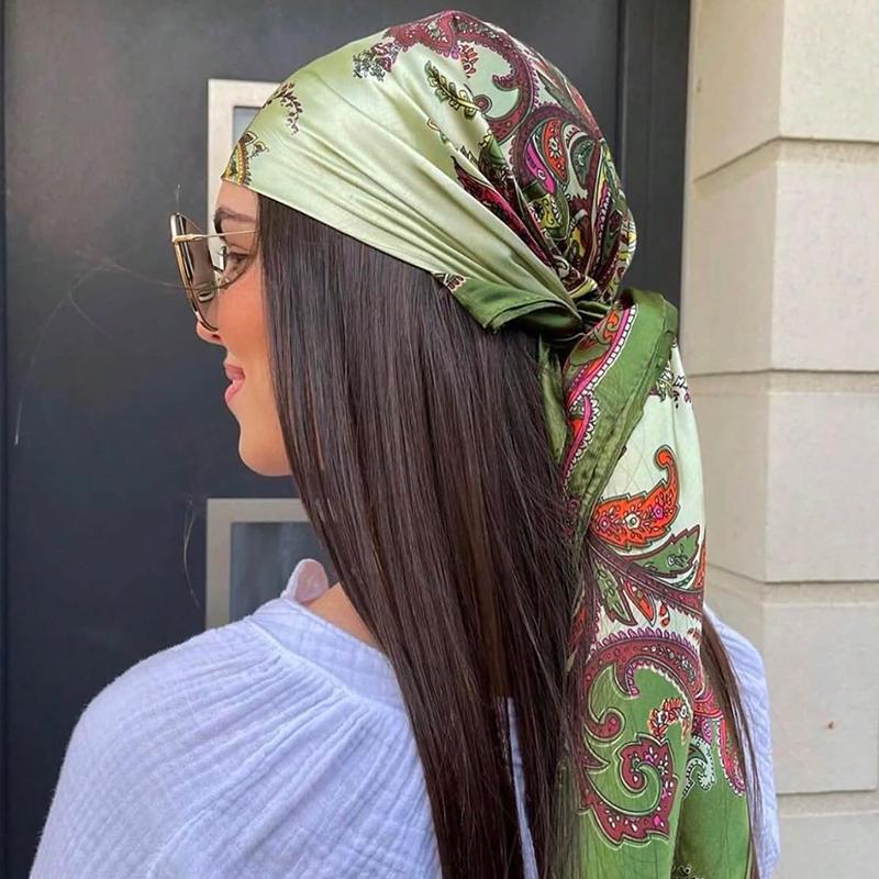 70x70cm Silk Scarf for Women Summer Silk Shawl Print Square Headscarf Bandana Office Ladies Neck Scarf Hair Band Gift Muffler