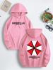 New Fleece-lined Warm Hooded Sweatshirt with Pockets, Casual Everyday Sweatshirt, Umbrella-pattern Print Top, Autumn/winter Style.