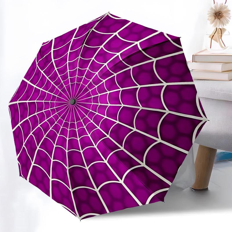 1pc Spider Web Automatic Open/close Umbrella, 8-Rib sturdy structure, Auto Folding/Opening, Portable Travel Umbrella for Women,077
