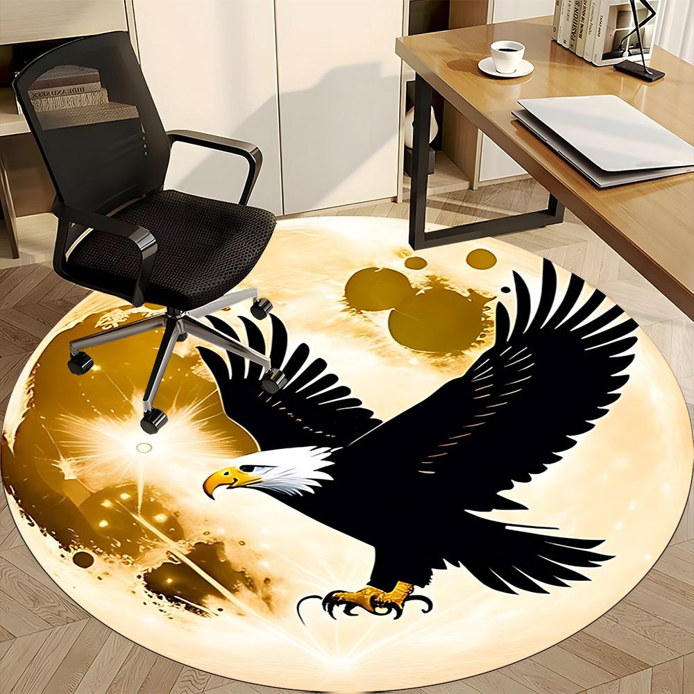 1pc Eagle Moon Chair Carpet for Office, Soft, Non Slip Polyester Mat, Office, Entryway, Living Room, Bedroom