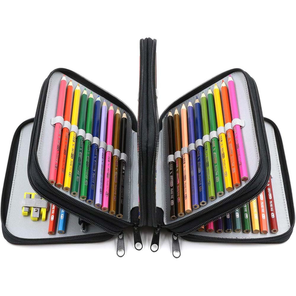 1PC New 72-hole Stationery Storage Bag, Convenient Oxford Cloth Multi-layer Zipper Pencil Bag, Suitable for a Variety of Pencils