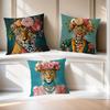 Comfortable Soft Fashion Pillow Case Wreath for Leopard Sofa Living Room Home Office Decor Portrait Goat With Europe and Protect