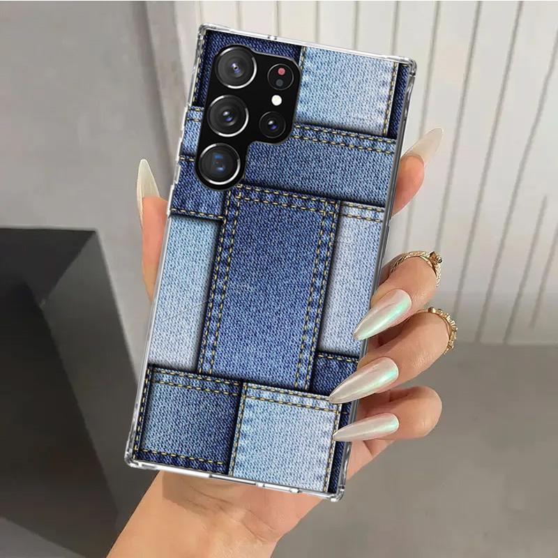 Jeans Cowboy Denim Printed Phone Case for Samsung Galaxy S26 S24 S23 Ultra S25 Edge S22 S21 Plus S20 FE + Soft Print Shell Funda