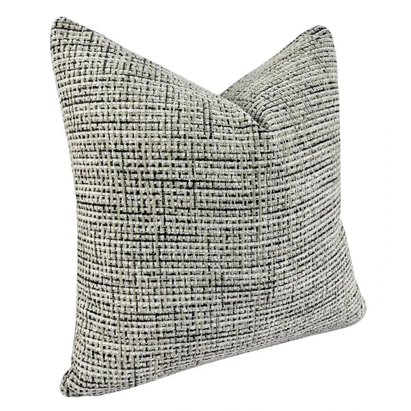 HINYEATEX Contemporary Solid Woven Pillow Case Gray Black Hopsack Decorative Sofa Cushion Cover 45x45cm 1 Piece Pack