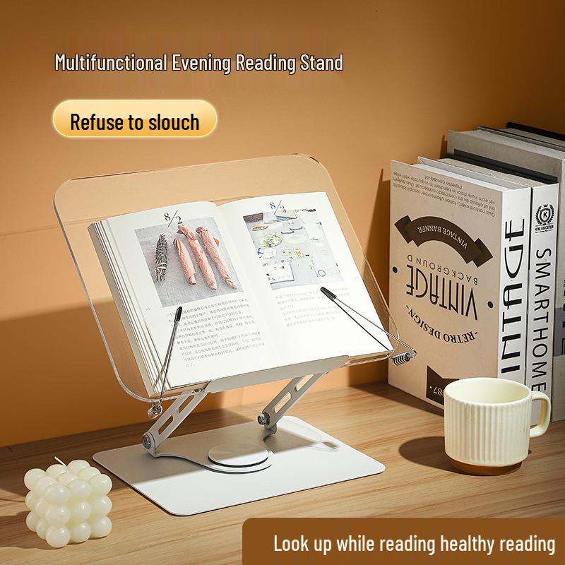 Acrylic Rotating Reading Stand: Multifunctional Book, Tablet, and Laptop Holder with Page Turner for Children
