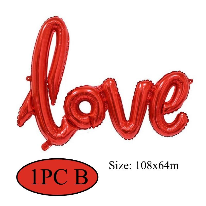

Large 132cm Rose Flower With 108cm Link LOVE Foil Balloons for Valentines Day Wedding Engagement Anniversary Romantic Party Deco Red