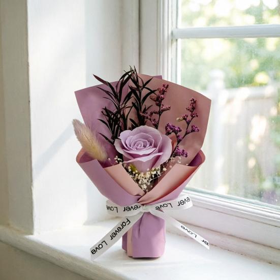 Eternal Rose Flower Mini Aromatherapy Soap Rose Bouquet Artificial Flower Arrangement Romantic Scented Flower Gift for Women Mom Wife Best Friend