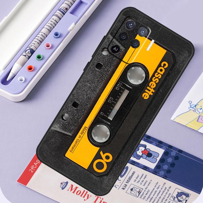 Vintage Cassette tape retro style For Oppo A96 A76 A16 A94 A74 A54 A15 A18 A38 A58 A78 A98 A40 A60 A80 A57 A17 A77 A5 Pro Case