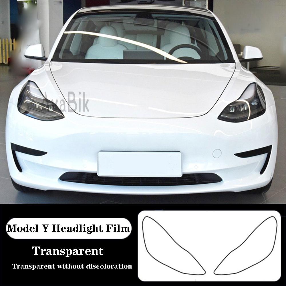 PPF Headlight & Taillight Film For Tesla Model Y 2016- Black Transparent Anti-scratch Self-healing TPU Protection Stickers