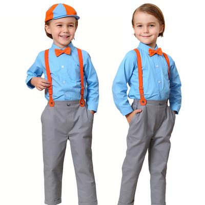Disfraz Cosplay Infantil Halloween Maestro Blippiing Disfraz Traje de Ingeniero Inglés Ropa de Juego de Rol para Fiesta de Cumpleaños de Bebé Carnaval